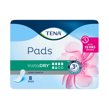 Tena Insta Dry Long Length Incontinence Pad - 8 pack