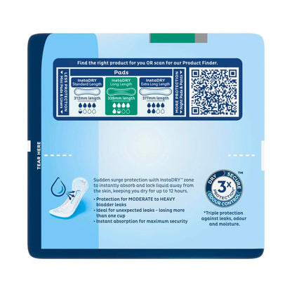 Tena Insta Dry Long Length Incontinence Pad - 8 pack
