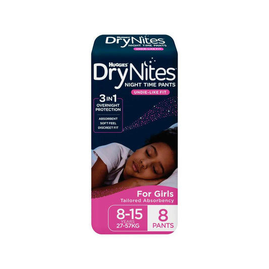 DryNites Night Time Pants For Girls 8-15 Years (27-57kg) - 8 pack
