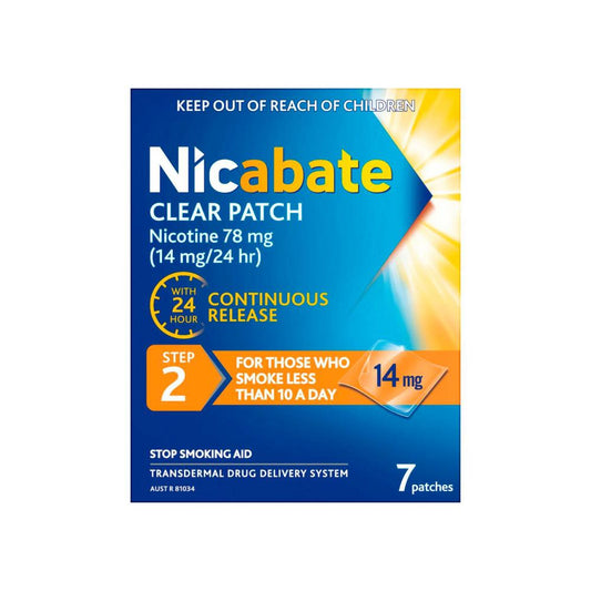 Nicabate clear Patch Quit Smoking Step 2 14 mg - 7 pack