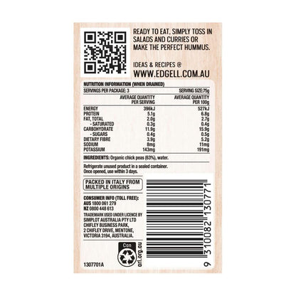 Edgell No Added Salt Organic Chickpeas - 400g
