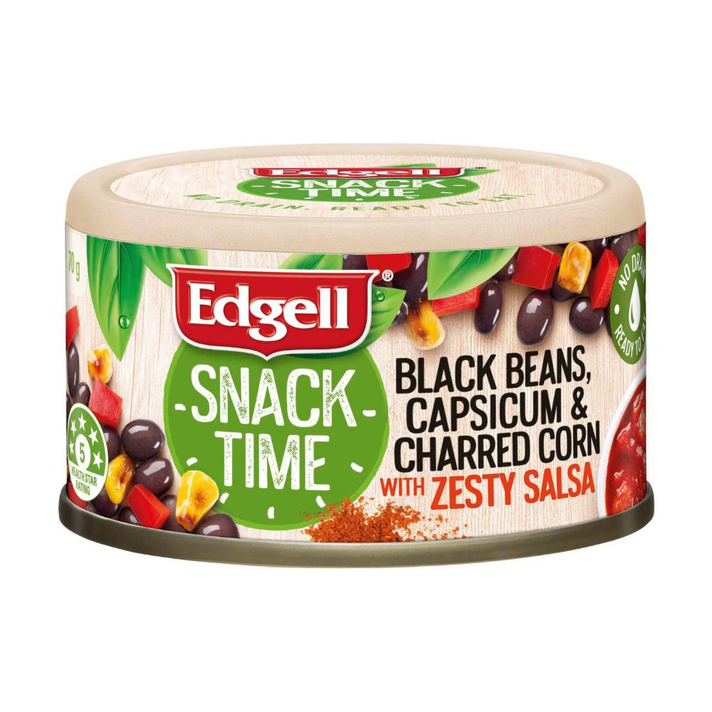 Edgell Snack Time Black Beans Capsicum & Charred Corn With Zesty Salsa - 70g