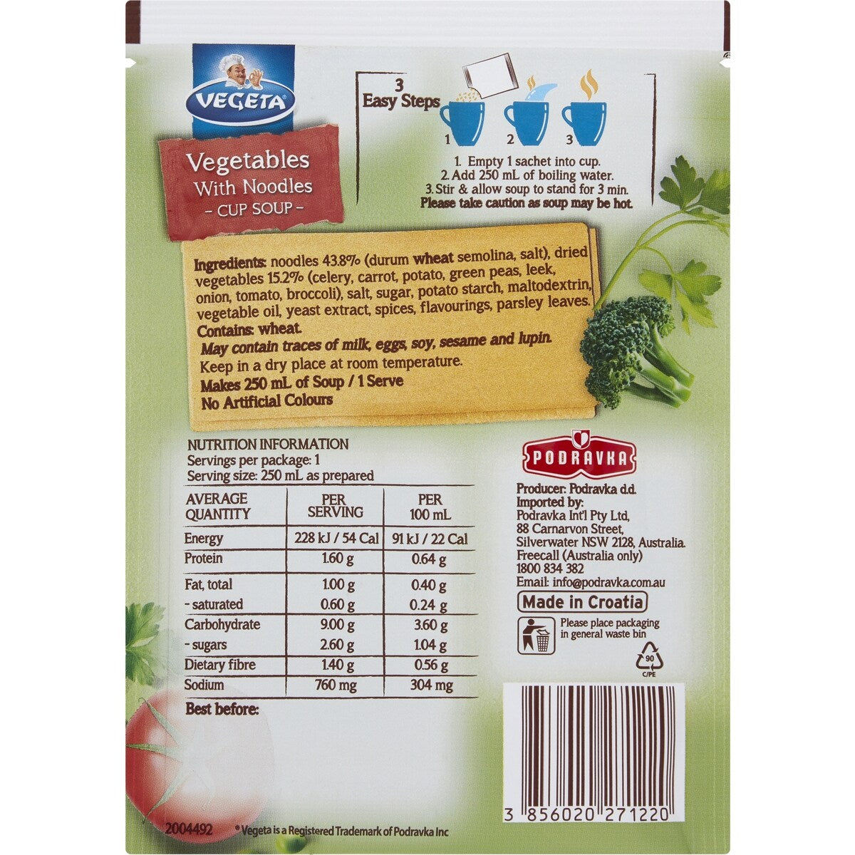 Vegeta Vegetables With Noodles Cup Soup 16g