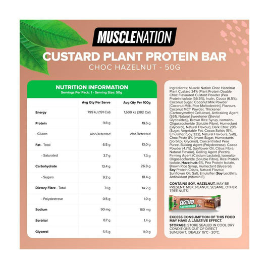 Muse Nation Custard Plant Protein Bar Choc Hazelnut - 50g