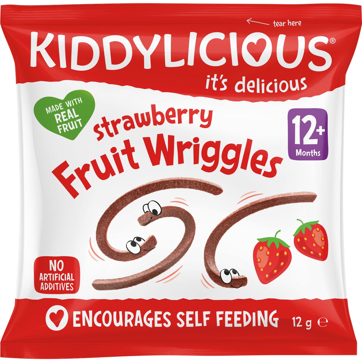 Kiddylicious Fruit Wriggles Strawberry 12g