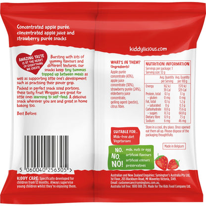 Kiddylicious Fruit Wriggles Strawberry 12g