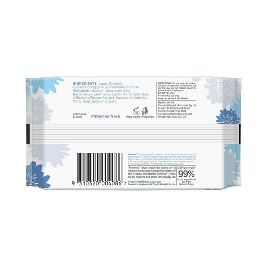 Femfresh Sensitive Intimate Wipes Travel Size - 20 Pack