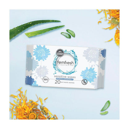Femfresh Sensitive Intimate Wipes Travel Size - 20 Pack
