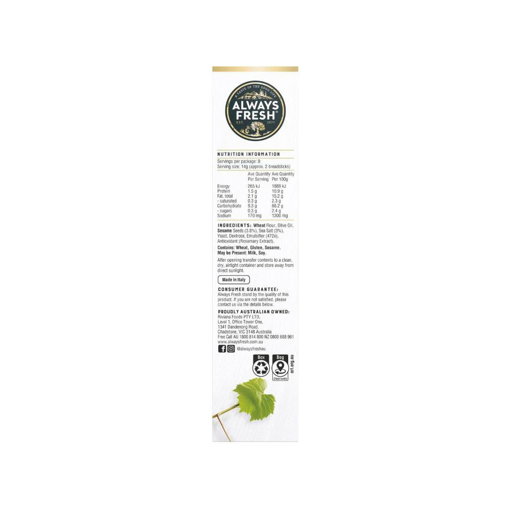 Always Fresh Grissini Breadsticks Sesame & Sea Salt - 125g