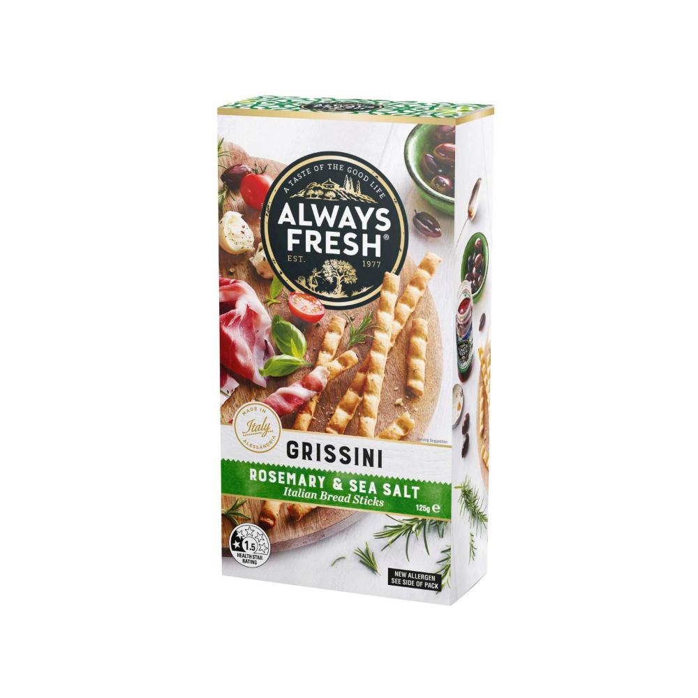 Always Fresh Grissini Rosemary & Sea Salt Bread Sticks - 125g