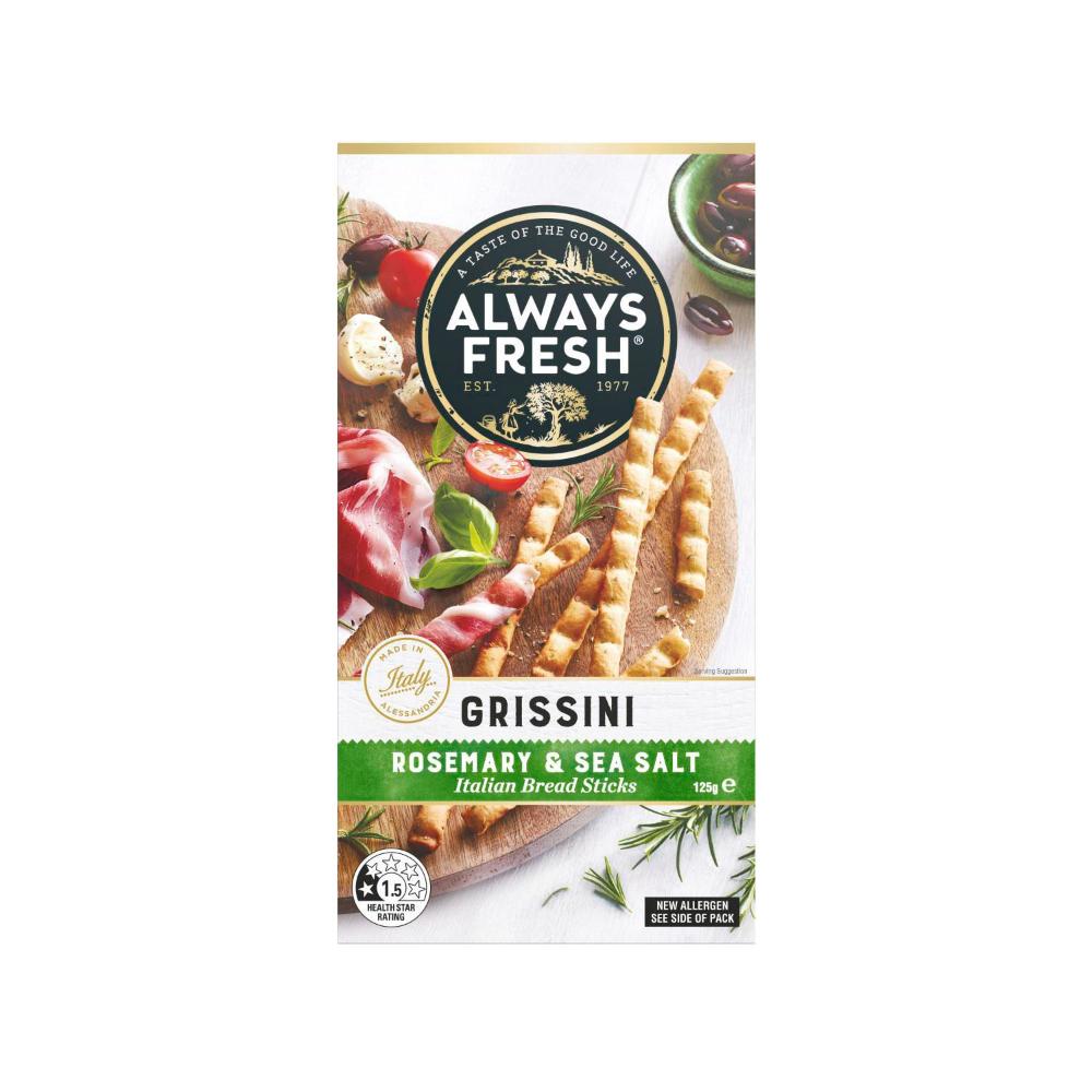 Always Fresh Grissini Rosemary & Sea Salt Bread Sticks - 125g