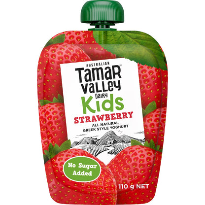 Tamar Valley Dairy Kids Greek Yoghurt Pouch Strawberry 110g