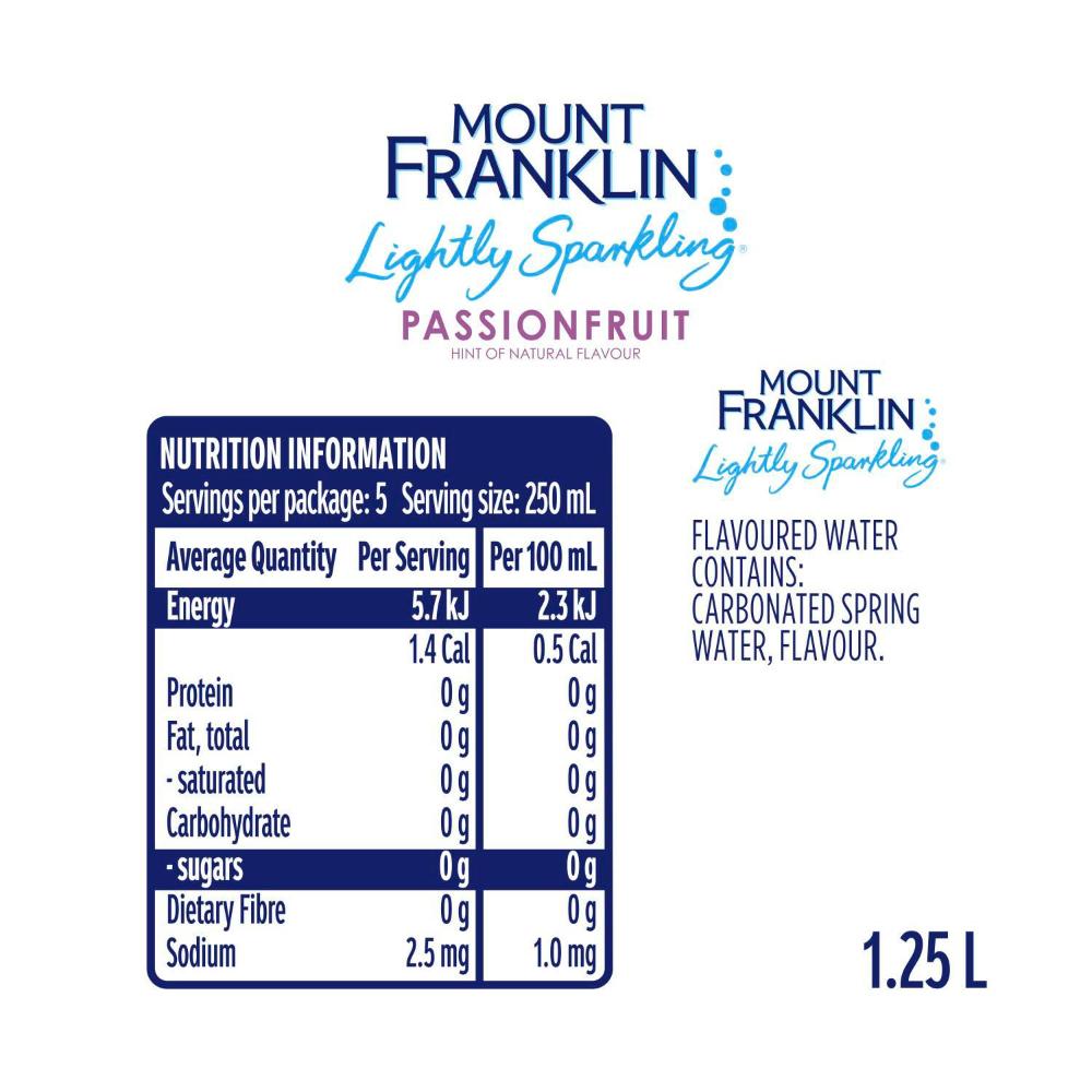Mount Franklin Lightly Sparkling Passionfruit - 1.25L