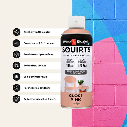 White Knight Squirts Pink Gloss Spray Paint - 310g