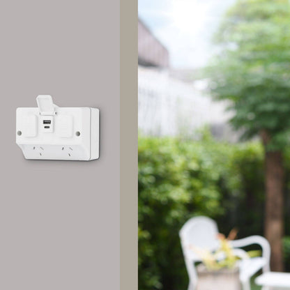 Deta Outdoor Double Power Point - 115 x 85 x 83mm
