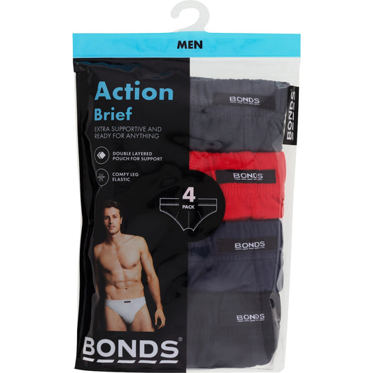Bonds Underwear Mens Action Briefs Large Each