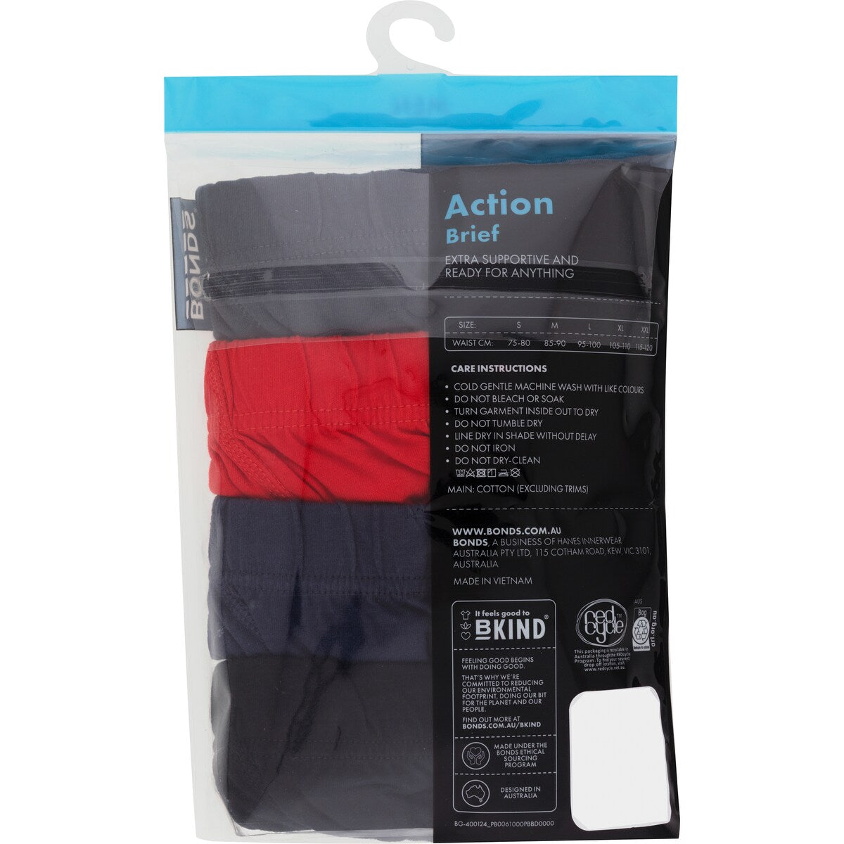 Bonds Underwear Mens Action Briefs Large Each