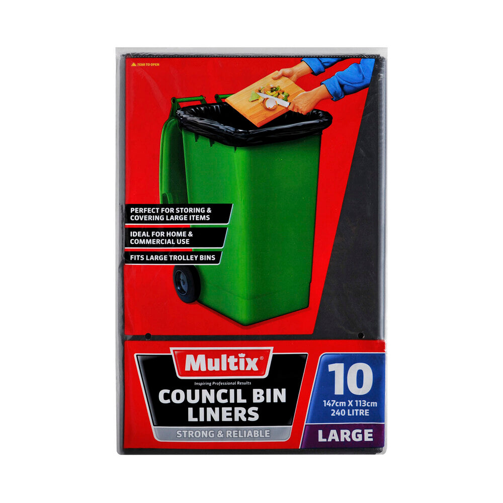 Multix Large Garbage Trolley Bin Liners Bags - 10 pack