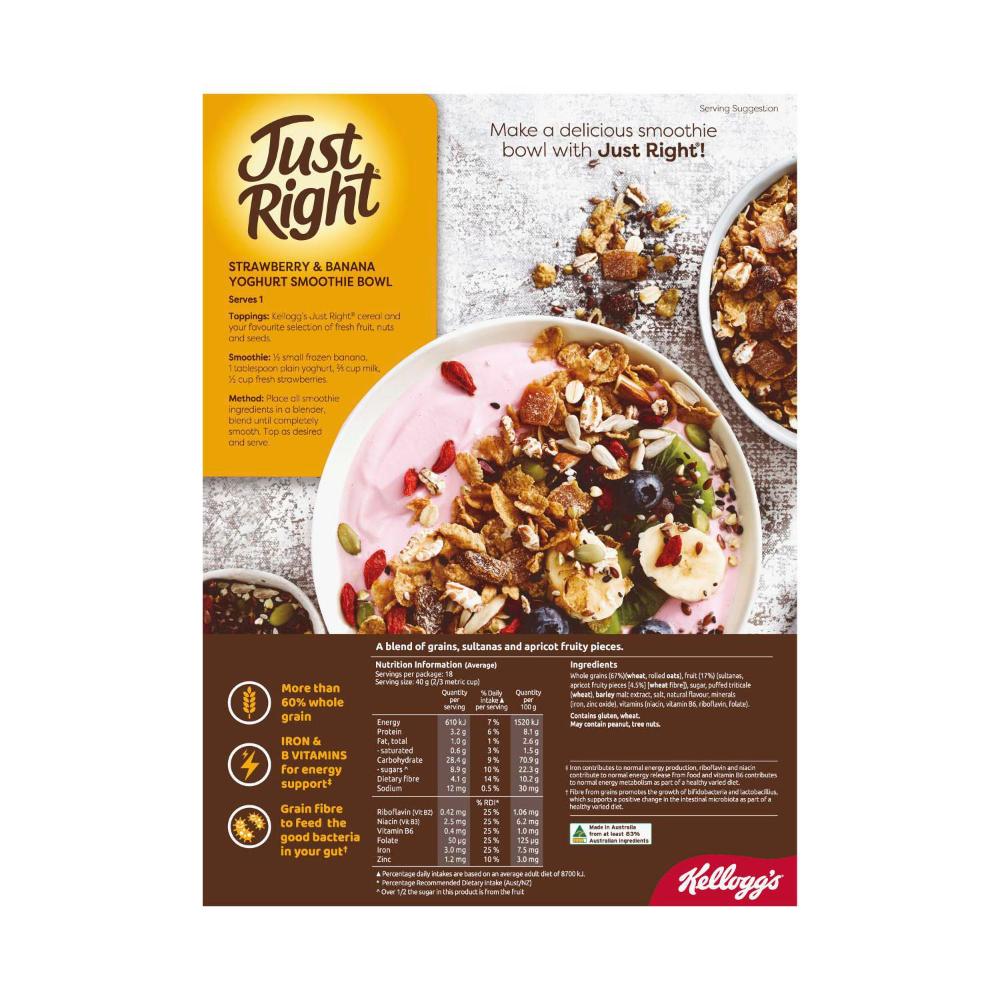 Kellogg's Just Right Breakfast Cereal With Whole Grains Apricot Pieces And Sultanas - 740g