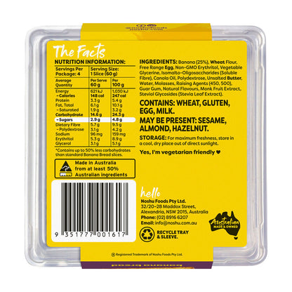 Noshu 95% Sugar Free Banana Bread Slices - 240g