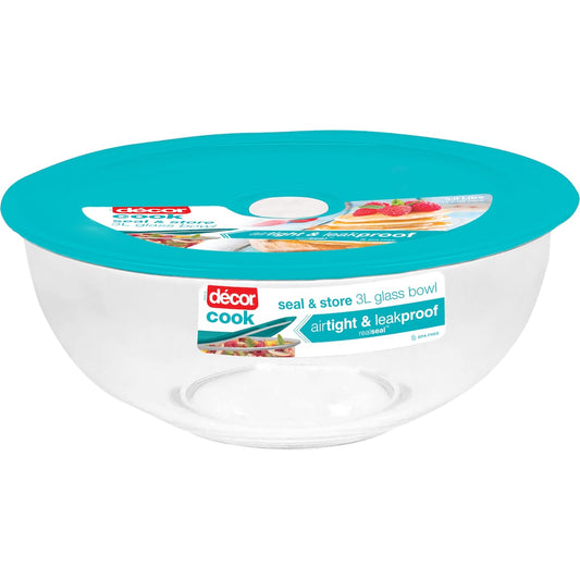 Decor Cook Seal & Store Glass Bowl With Lid 3l