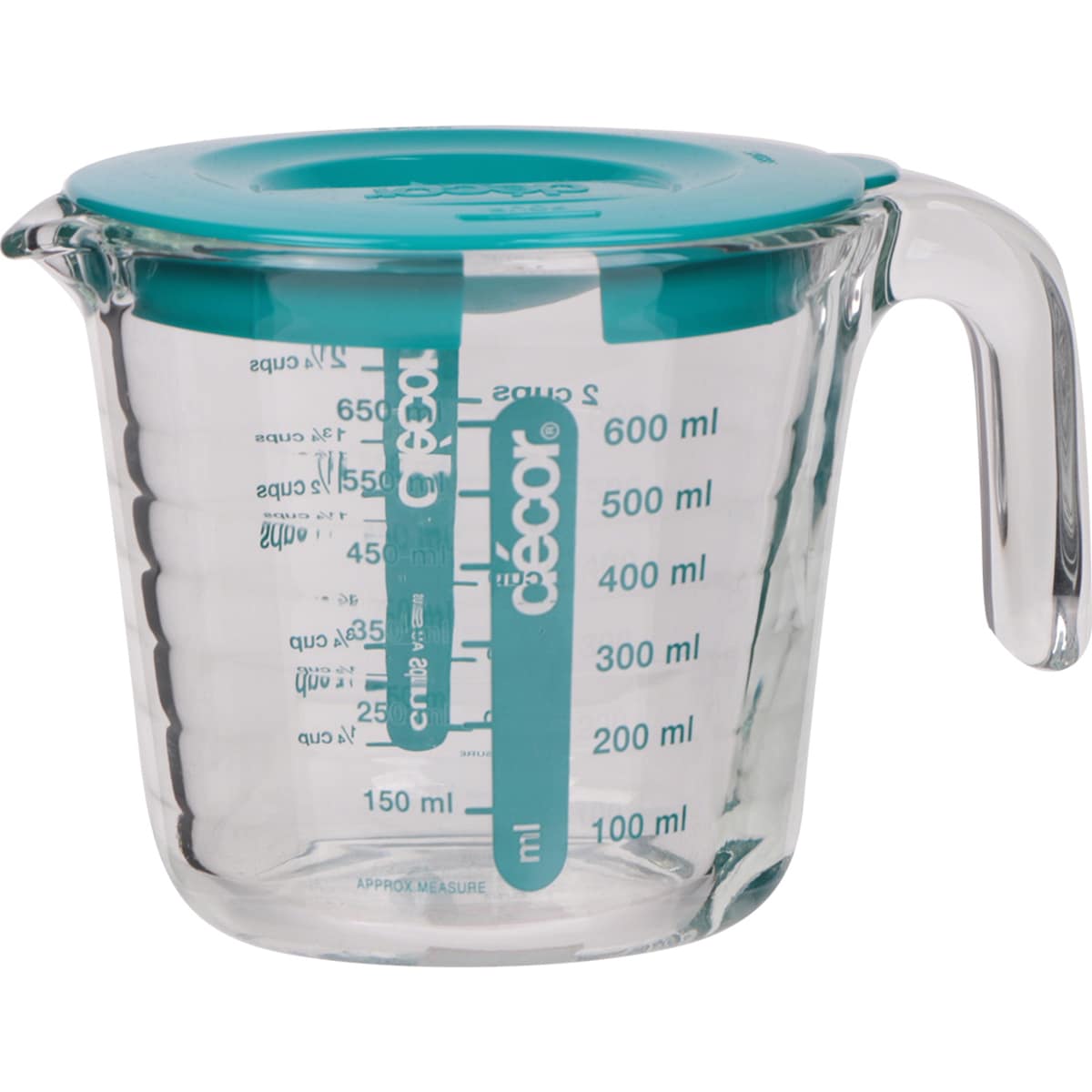 Decor Cook Glass Measuring Jug With Teal Lid 650ml