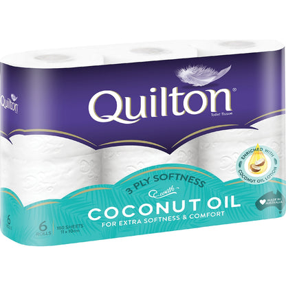 Quilton Coconut Oil 3 Ply Toilet Paper 6 Pack