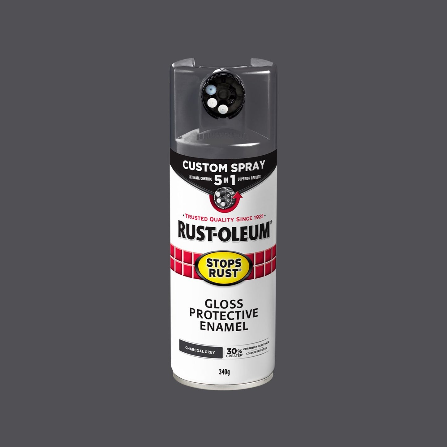 Rust Oleum Charcoal Grey Gloss Spray Paint - 340g - 5 in 1