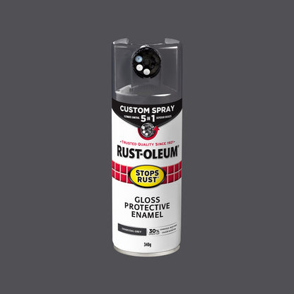 Rust Oleum Charcoal Grey Gloss Spray Paint - 340g - 5 in 1
