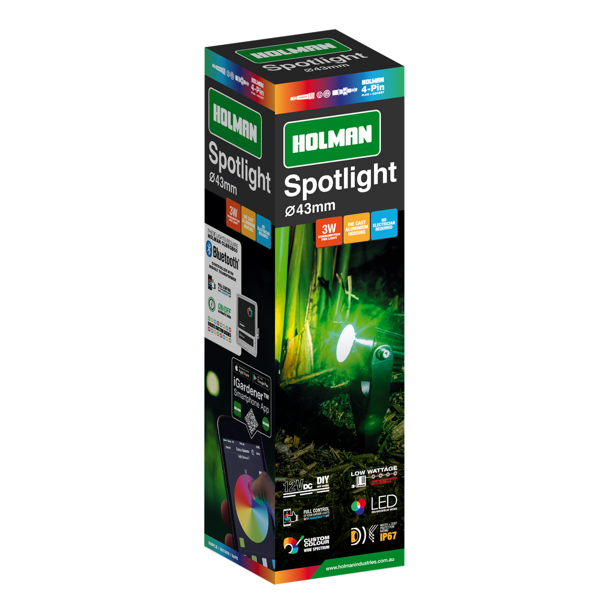 Holman 43mm RGB Spotlight - 3W - Waterproof - DIY Friendly