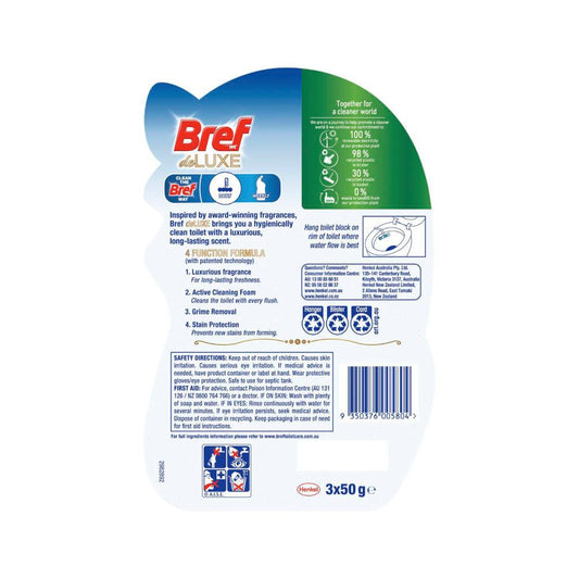 Bref Deluxe Toilet Cleaner Rim Block Lovely Jasmine 3x50g - 150g