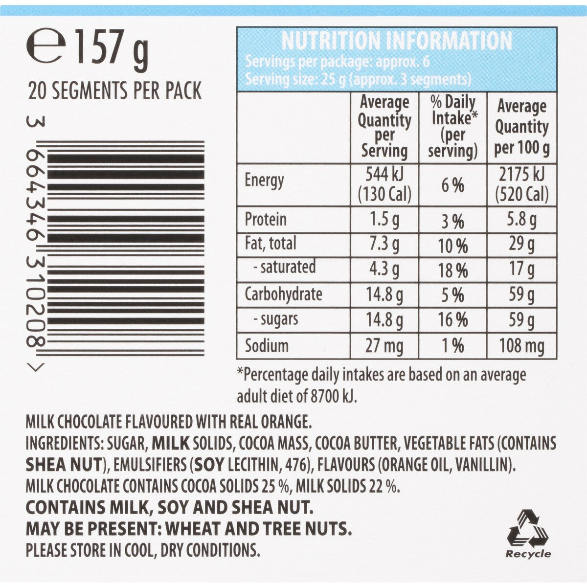Terry's Chocolate Orange Milk Ball 157g