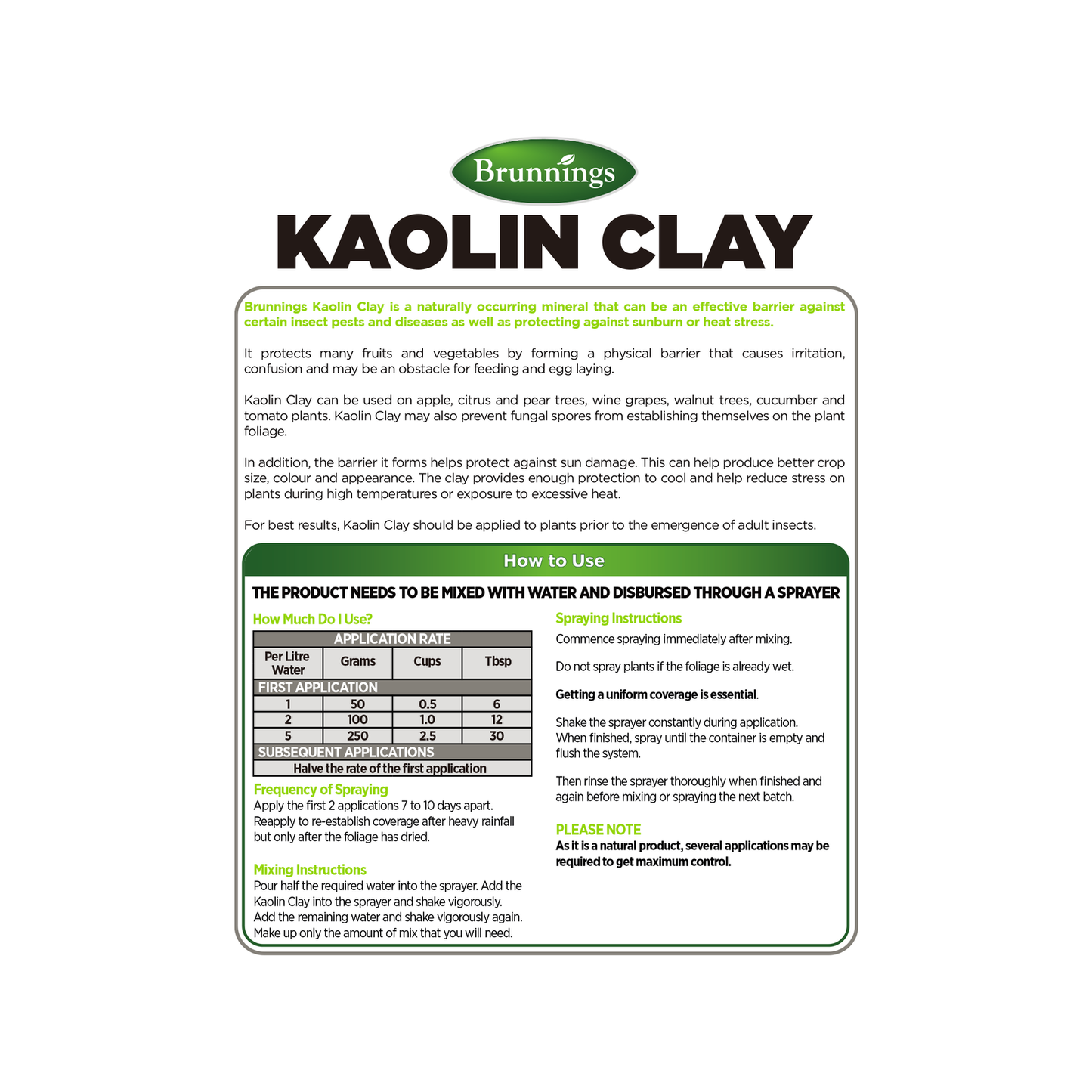 Brunnings Kaolin Clay - 1kg