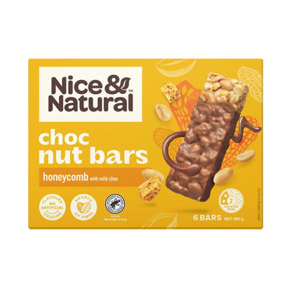 Nice & Natural Nut Bars Honeycomb With Milk Choc Multipack Snacks 6 Pack - 180g
