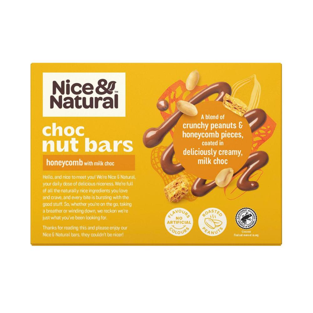Nice & Natural Nut Bars Honeycomb With Milk Choc Multipack Snacks 6 Pack - 180g