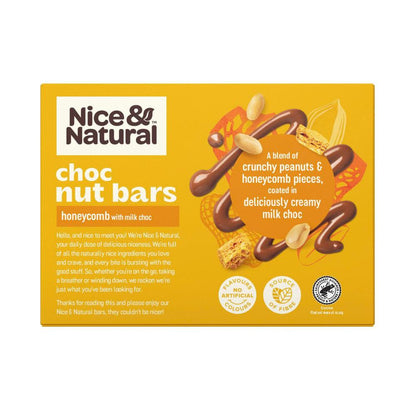 Nice & Natural Nut Bars Honeycomb With Milk Choc Multipack Snacks 6 Pack - 180g