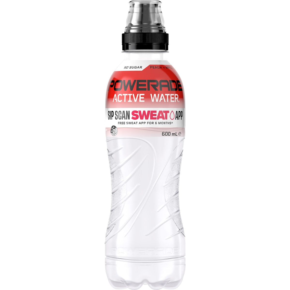 Powerade Active Water Apple & Peach Sports Drink Sipper Cap 600mL