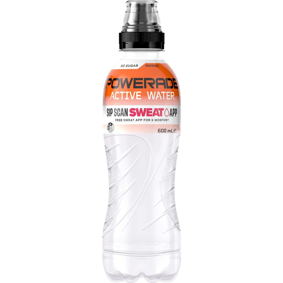 Powerade Active Water Mango Sports Drink Sipper Cap 600mL