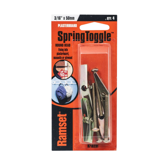Ramset Spring Toggle - 3/16" x 50mm - 4 Pack