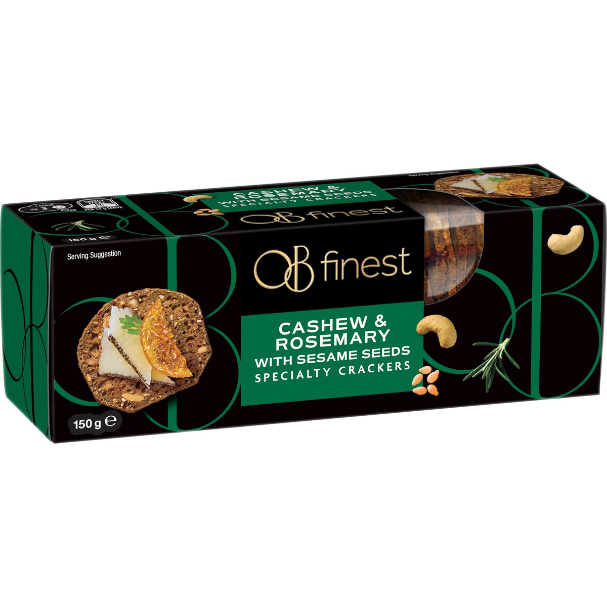 Ob Finest Specialty Crackers Cashew Rosemary 150g