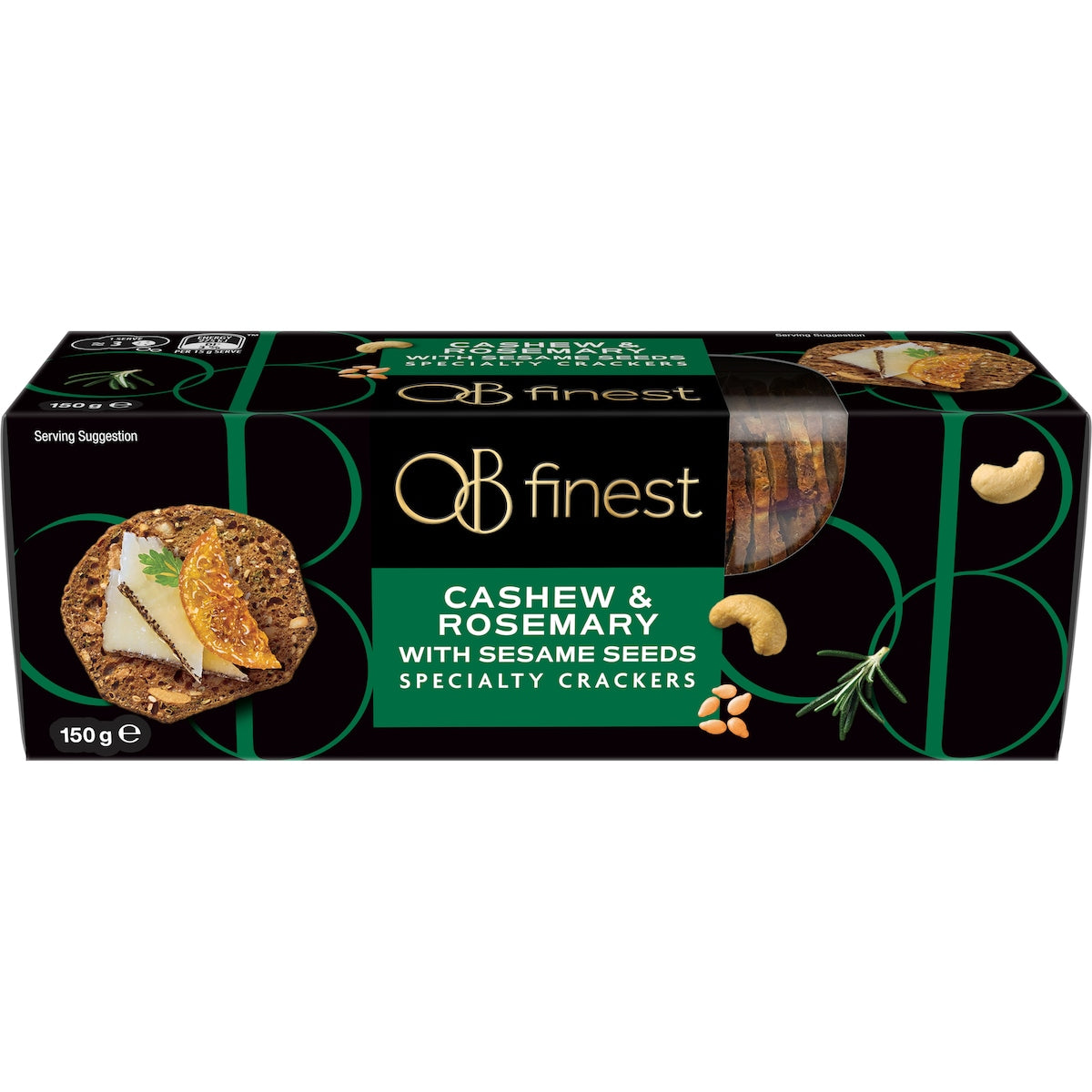 Ob Finest Specialty Crackers Cashew Rosemary 150g