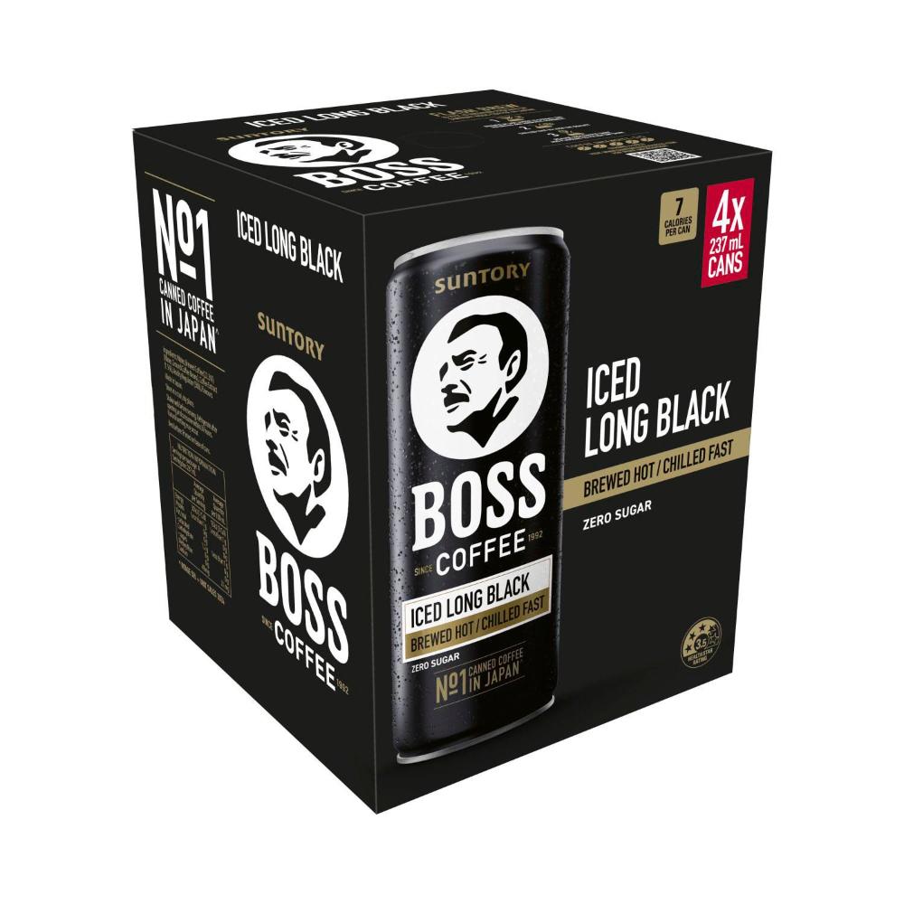 Boss Long Black 4x237ml - 4 pack