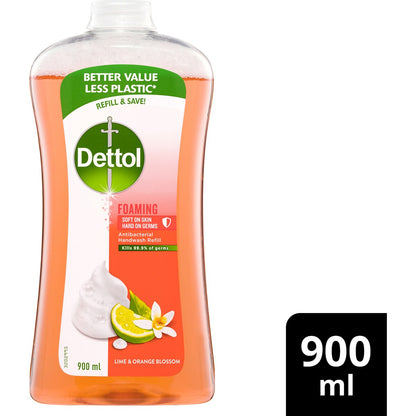 Dettol Antibacterial Foam Handwash Lime And Orange Blossom Refill 900ml