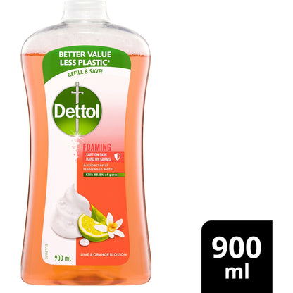 Dettol Antibacterial Foam Hand Wash Lime & Orange Blossom Refill 900ml
