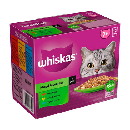 Whiskas Senior 7+ Years Wet Cat Food Mixed Favourites In Jelly 12x85g Pouch - 12 pack