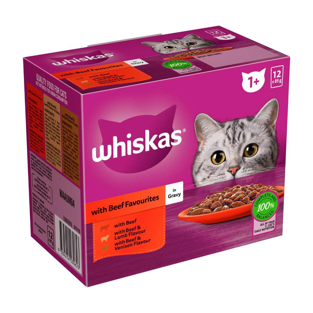 Whiskas Favourites Beef In Gravy Cat Food 12x85g - 12 pack