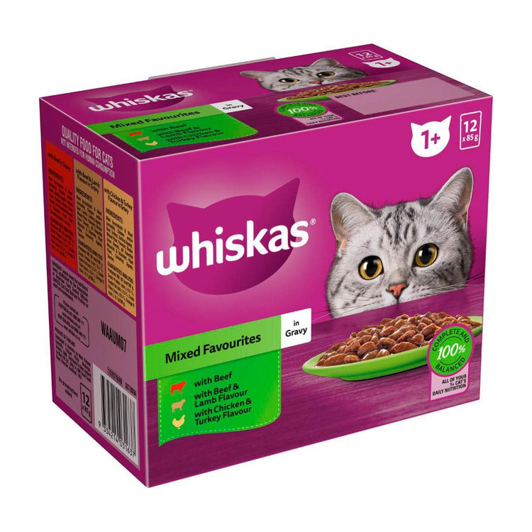 Whiskas Favourites Mixed In Gravy Cat Food 12x85g - 12 pack