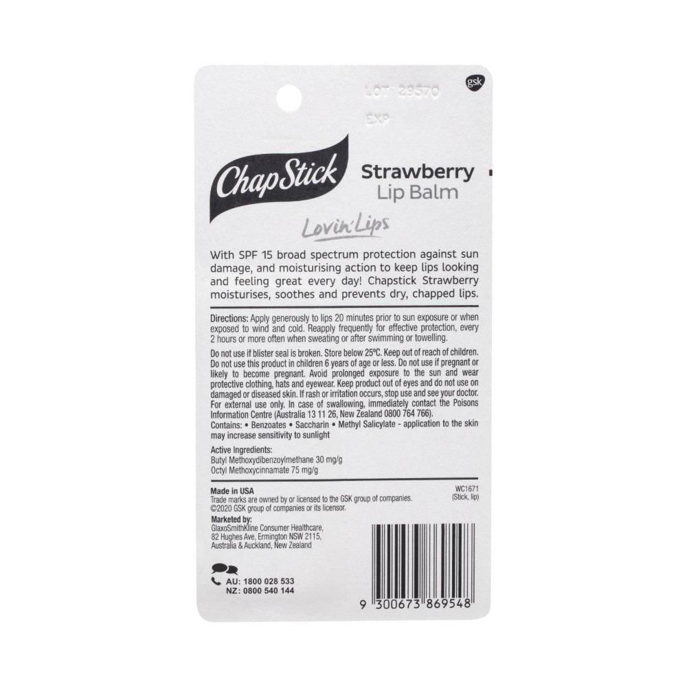 Chapstick Strawberry Lip Balm SPF15+ - 4.2g