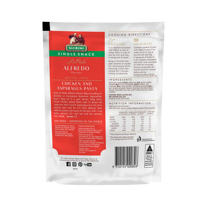 San Remo La Pasta Single Snack Alfredo Pasta & Sauce - 80g