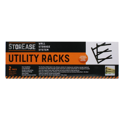Storease Wall Storage System Utility Racks - 265 x 75 x 450mm - Black - 2 Pack